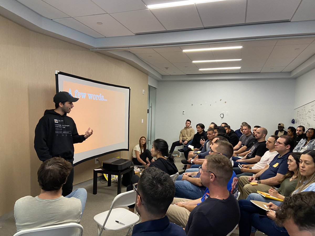 MattVanzz's tweet photo. This feeling of gratitude—that comes with looking out into a packed room of team members that left companies you grew up admiring, to join your mission—will never fade

Can’t believe it was just us two years ago @MichaelVegaSanz https://t.co/pkxNnTnko3