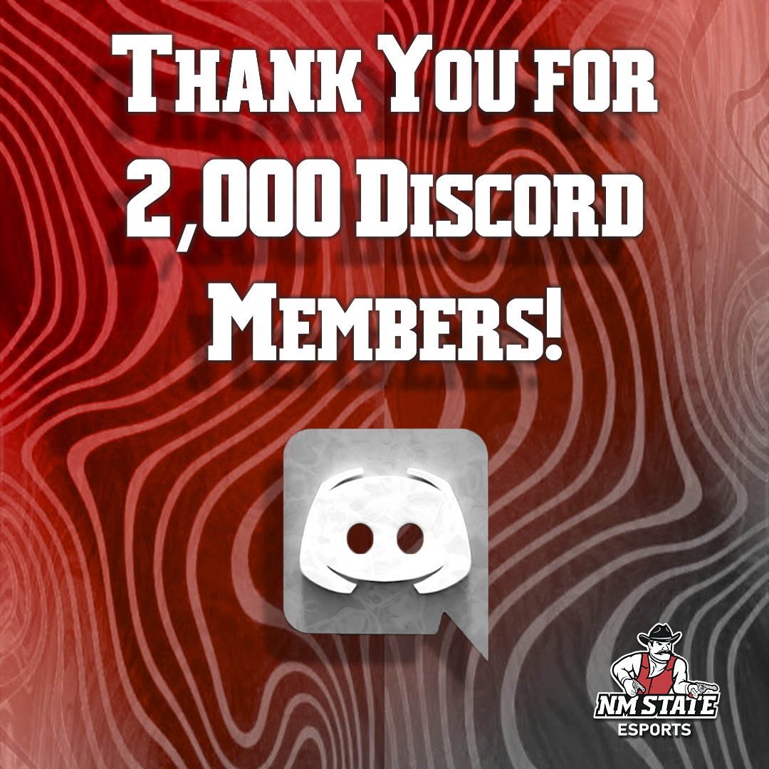 Thank you for 2,000 Discord Members #AggieNation! 

Make sure to join our server to stay in the loop with all things NM State Esports! #GoAggies 

🔗discord.gg/nmsu