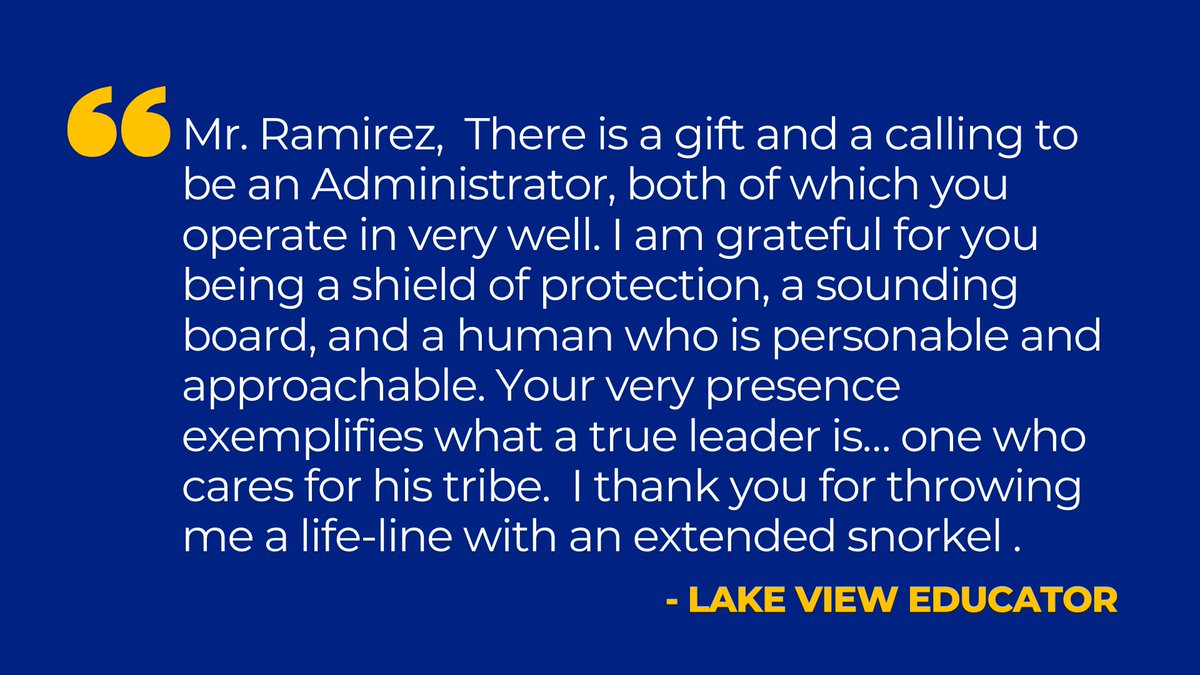 The visionary leadership of our Difference Maker principals helps to create a positive campus culture. This National Principals Month, join us in thanking Mr. Ramirez for his leadership at Lake View High School. #ThankAPrincipal #DifferenceMaker #OurPeopleMaketheDifference