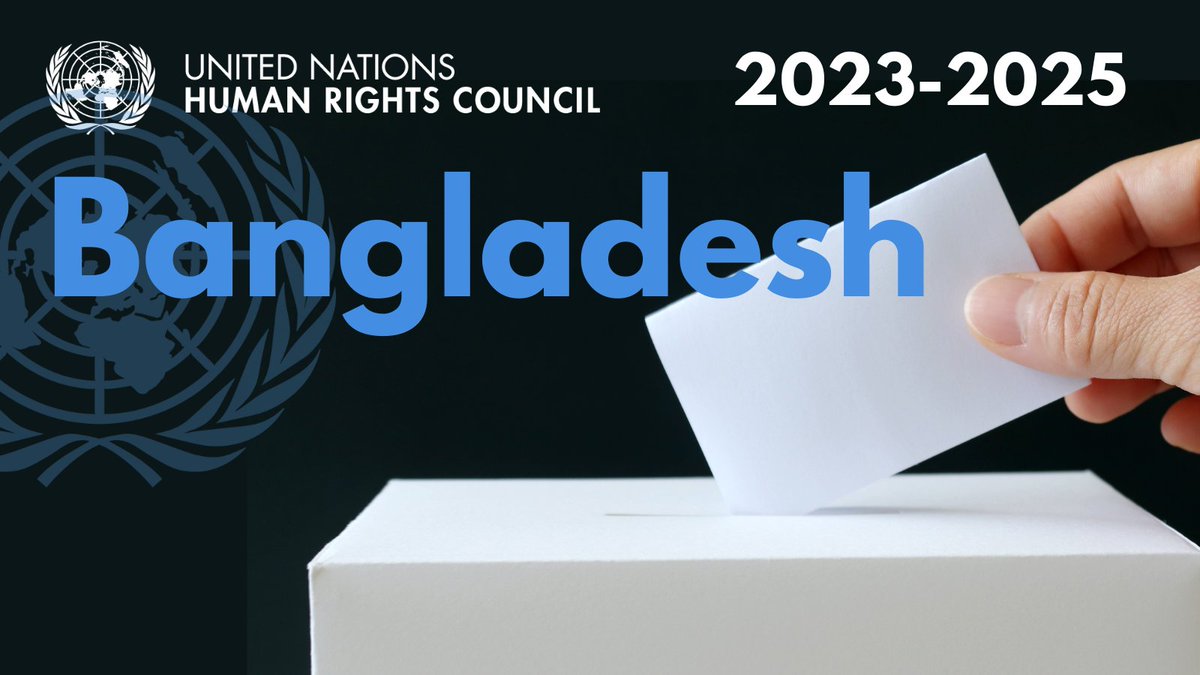 MdShahriarAlam's tweet photo. Expressing my gratitude to all @UN member states for keeping faith in #Bangladesh @UN_HRC. Bangladesh secured highest 160 votes to serve as a Council member for the term 2023-25 from Asia-Pacific group. https://t.co/JZNVrTX1RY