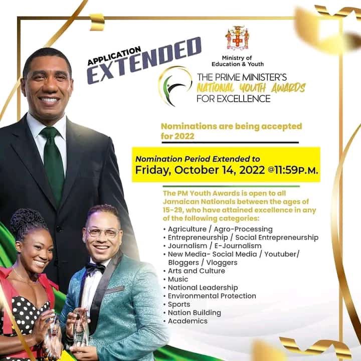 MiddlesexFound1's tweet photo. #PMYA2022 #NationalDevelopment #Excellence
 
The Prime Minister’s National Youth Awards for Excellence recognizes Jamaican nationals  between the ages of 15 -29 who have attained excellence in any of the following categories:
#SeeTheFlyer https://t.co/xJj2UAQOaa