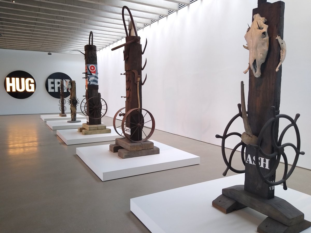 alhodg's tweet photo. @hodgman Is Vinalhaven a painful beach? And does it have great record stores? Having read your book gave me an extra 5% connection to these upcycled sculptures by Robert Indiana I saw at my local sculpture park today. Also: bonus Pikachu https://t.co/cDsQeMGj1e