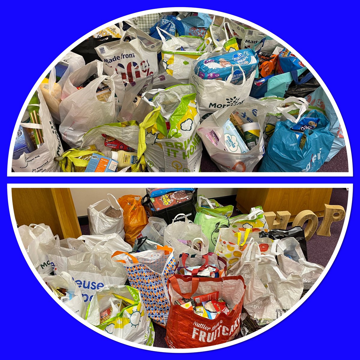 Drum roll please…@allsaintsccduk 🥁 we have collected 54 huge bags of food that will be divided between 2 of our local food banks @TrussellTrust &amp; Moravian Church. There was over 1,000 items donated, thank you for each and every one of them #harvest #giving <a href="/ASCC___/">RE&Chaplaincy</a>