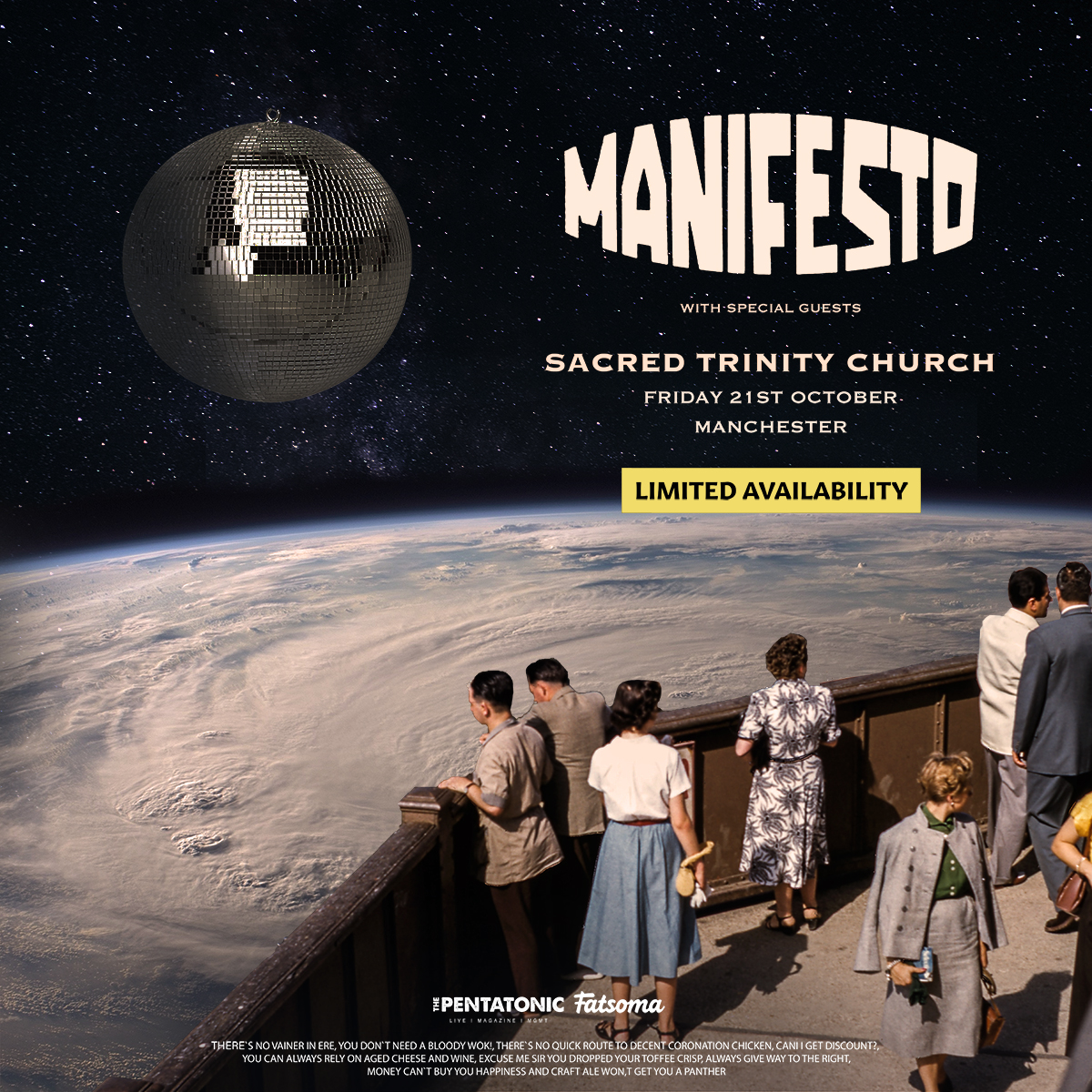 🟠 LIMITED TICKETS 🟠
Don't miss out on tickets to <a href="/ManifestoUK_/">MANIFESTO</a> intimate headline show at <a href="/sacredsalford/">Sacred Trinity Church</a> next Friday!

Tickets available from our website.