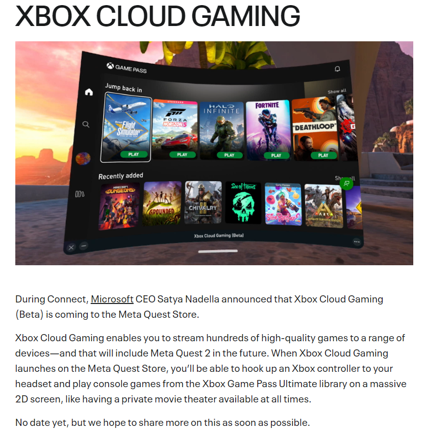 Xbox Cloud Gaming Comes To Meta Quest