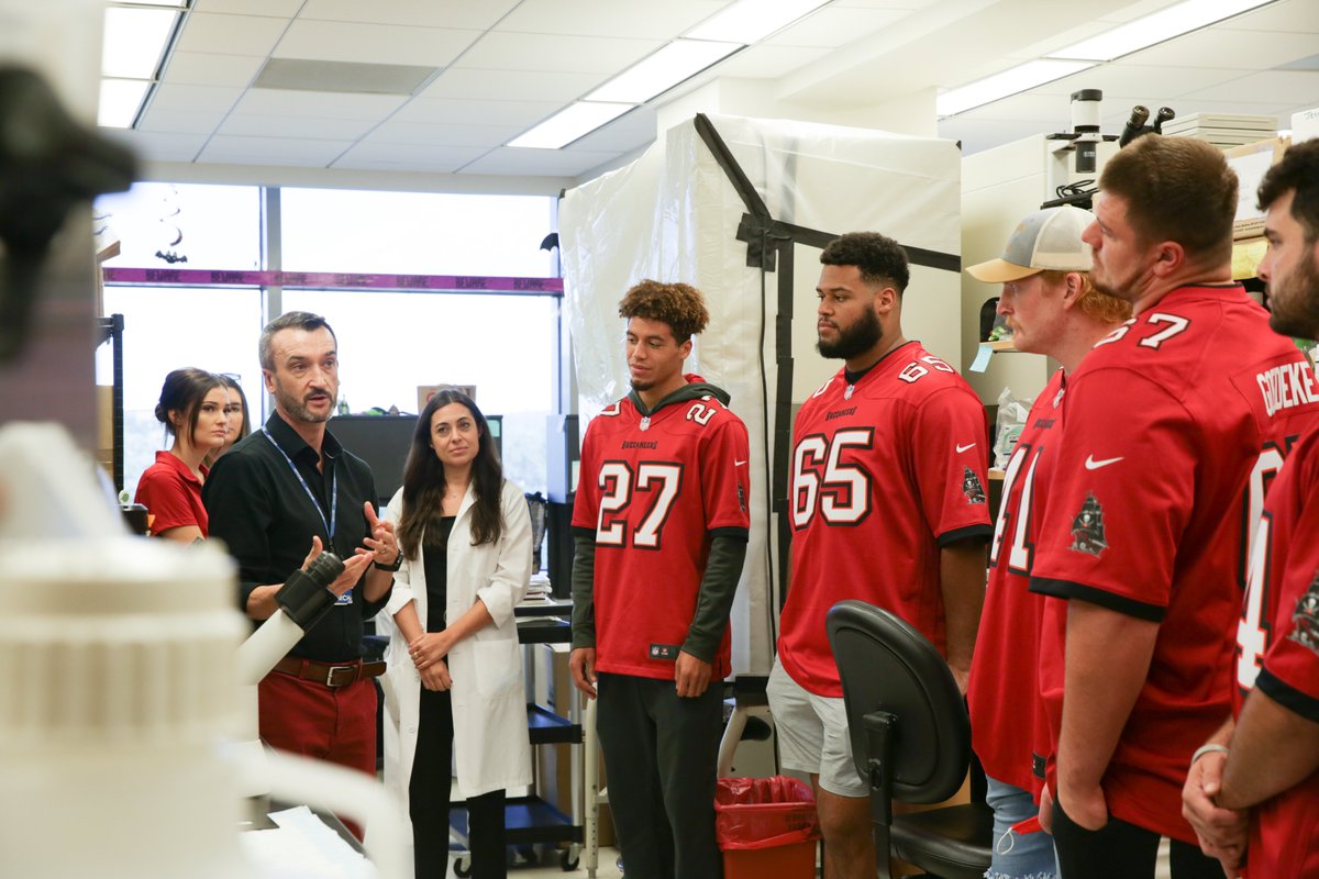 Thrilled to have the <a href="/Buccaneers/">Tampa Bay Buccaneers</a> Rookies visit and tour <a href="/MoffittNews/">Moffitt Cancer Center</a> today. Enjoyed sharing Moffitt’s mission and the importance of screening and prevention with this great group of guys.