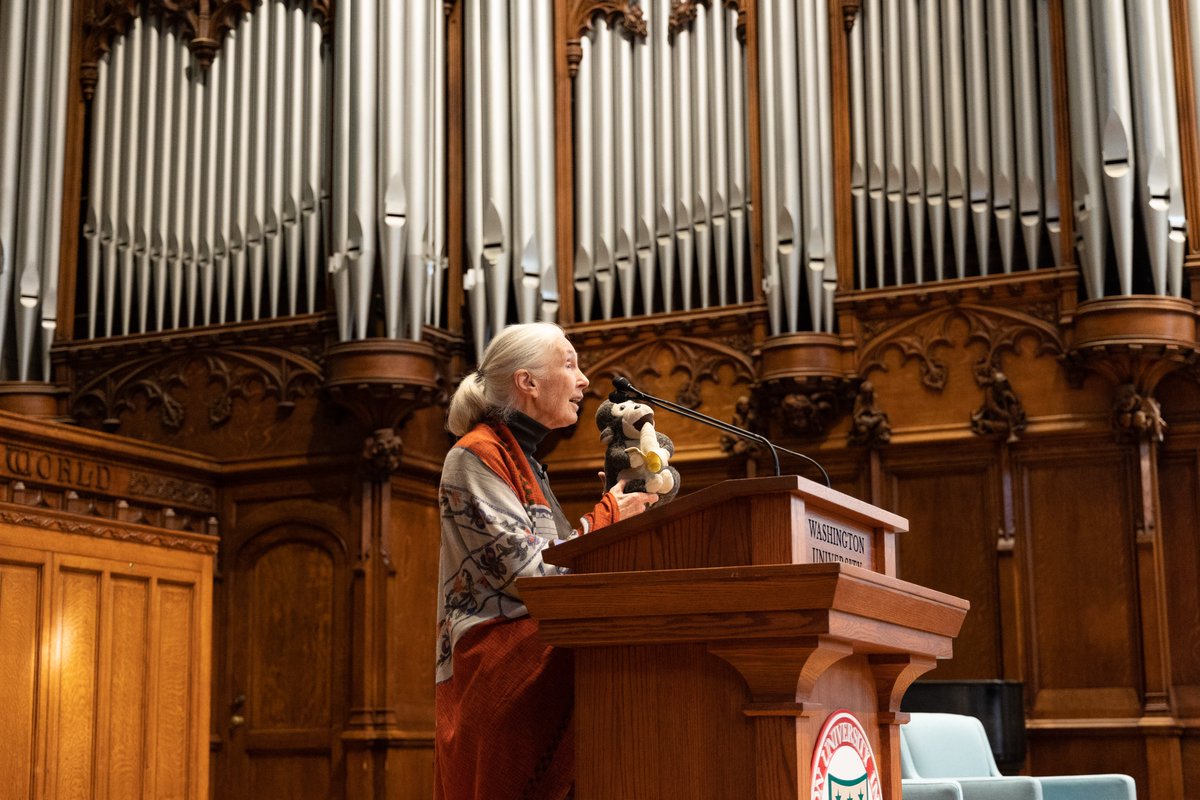 "We have this one beautiful planet; that's our one home; that's what we have to save.”

It was an honor to welcome ethologist, conservationist, and global icon Jane Goodall to the WashU campus.