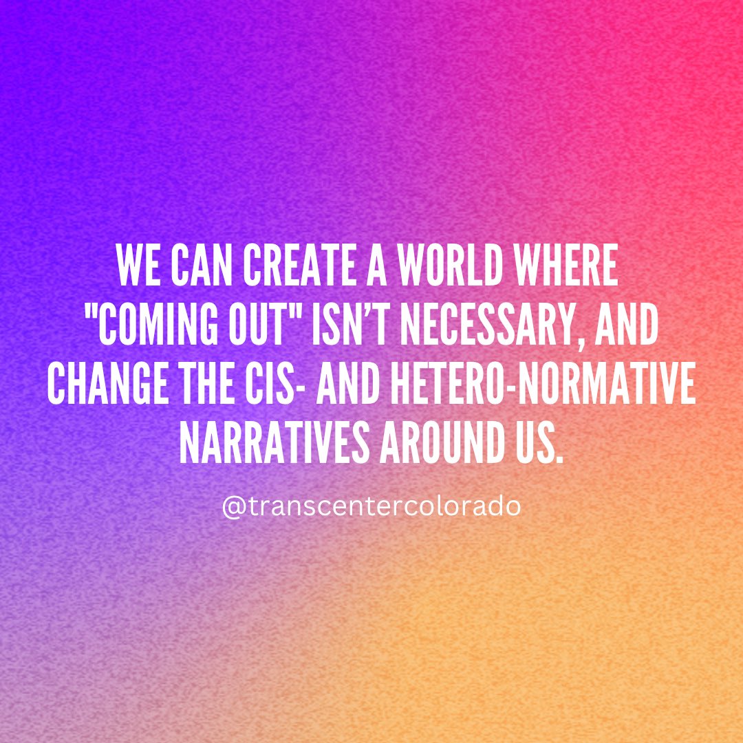 TransCenterCO's tweet photo. Sending love to everyone from all of us at the Transgender Center of the Rockies on #NationalComingOutDay 2022! https://t.co/beZSJIgCui