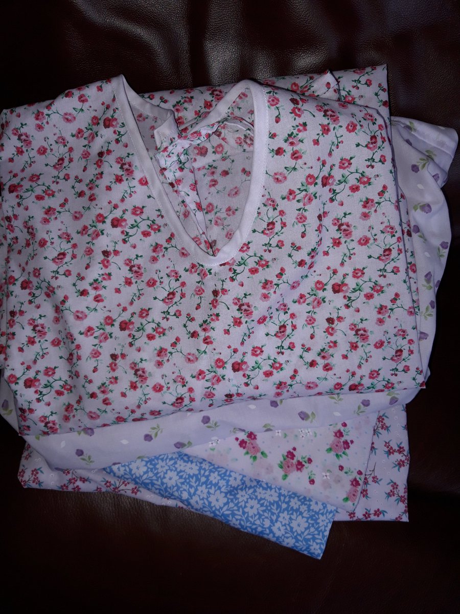 DragonSews's tweet photo. @SewHQ A bear and a few 'hospital gown' style nighties for an elderly relative who was moving to a care home (the hospital gown style makes it easier for the staff to help change her outfits, as it doesn't have to go over the head) https://t.co/N0u5fLUJcU
