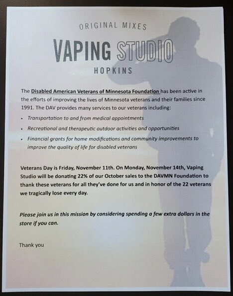 Vapingstudio's tweet image. #dav #disabledveteransofminnesota