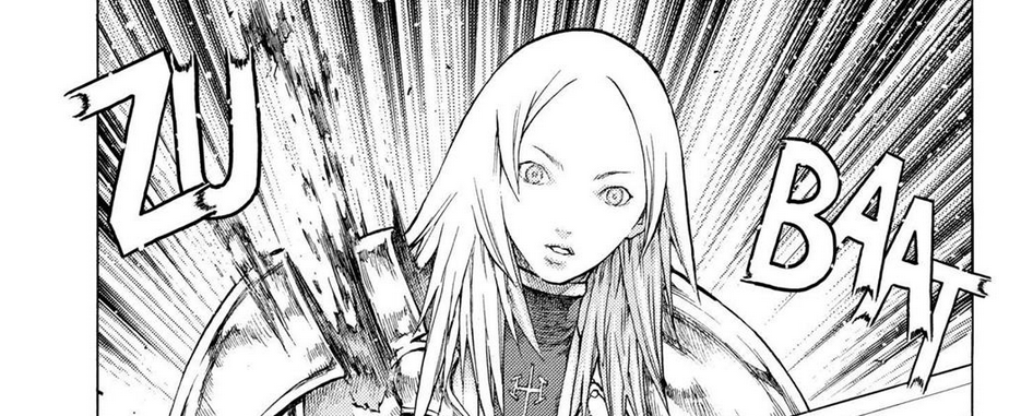i've been re-reading claymore over the last few days. i really like the viz copy phonetically translating the sound effects 