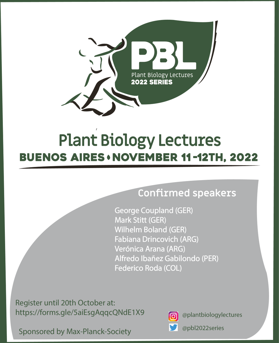 📢Inscripción abierta/Registration Open
-🍀| Plant Biology Lectures 2022 Series -
Se acerca la fecha de las PBL 2022 y podés inscribirte hasta el 20 de Octubre 
forms.gle/5aiEsgAqqcQNdE…
Abro hilo (1/n)