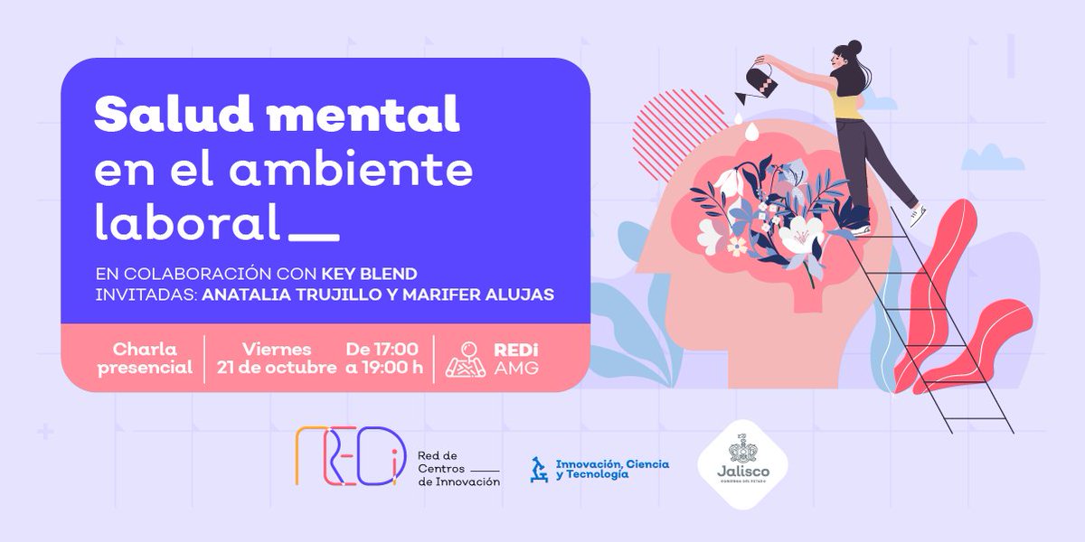 redi_jalisco's tweet photo. Salud Mental en el Ambiente Laboral un evento en donde se compartirá conocimiento 🧠 con el fin de brindar herramientas para trascender en tu empleo, proyecto, negocio e incluso escuela. ✨

Nos vemos en #REDiAMG 👀 https://t.co/8necMuYSLt