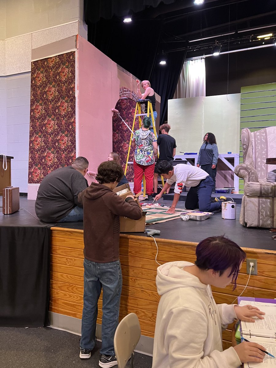 Huge amount of work on set and properties today!  Go Tech Theatre!