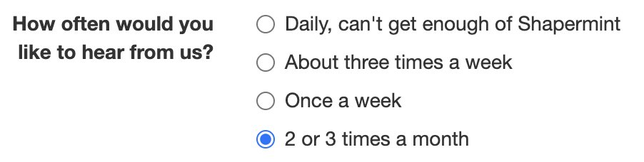 How to guarantee your prospective customers will report your marketing emails as spam.

Step 1: make this your 'edit preferences' UI