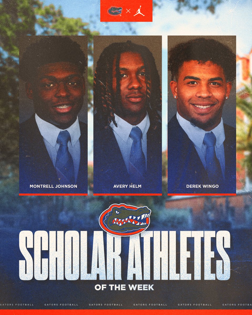 Congratulations to our Scholar Athletes of the Week! 📚

▪️ @Trellll_3 
▪️ @FMB_Helm 
▪️ @DerekWingo 
 
#GoGators | #jOURney