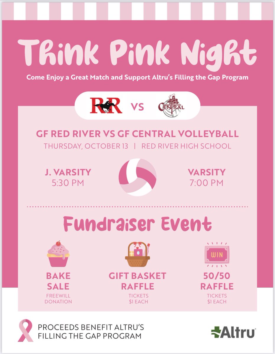 💖THINK PINK NIGHT IS OFFICIALLY UNDERWAY!!💖

Raffle baskets are on display at RRHS with tickets being available for purchase starting TODAY during the lunch periods!

We’ve also got lots of yummy bake sale items for you to purchase and enjoy😋🍪🧁