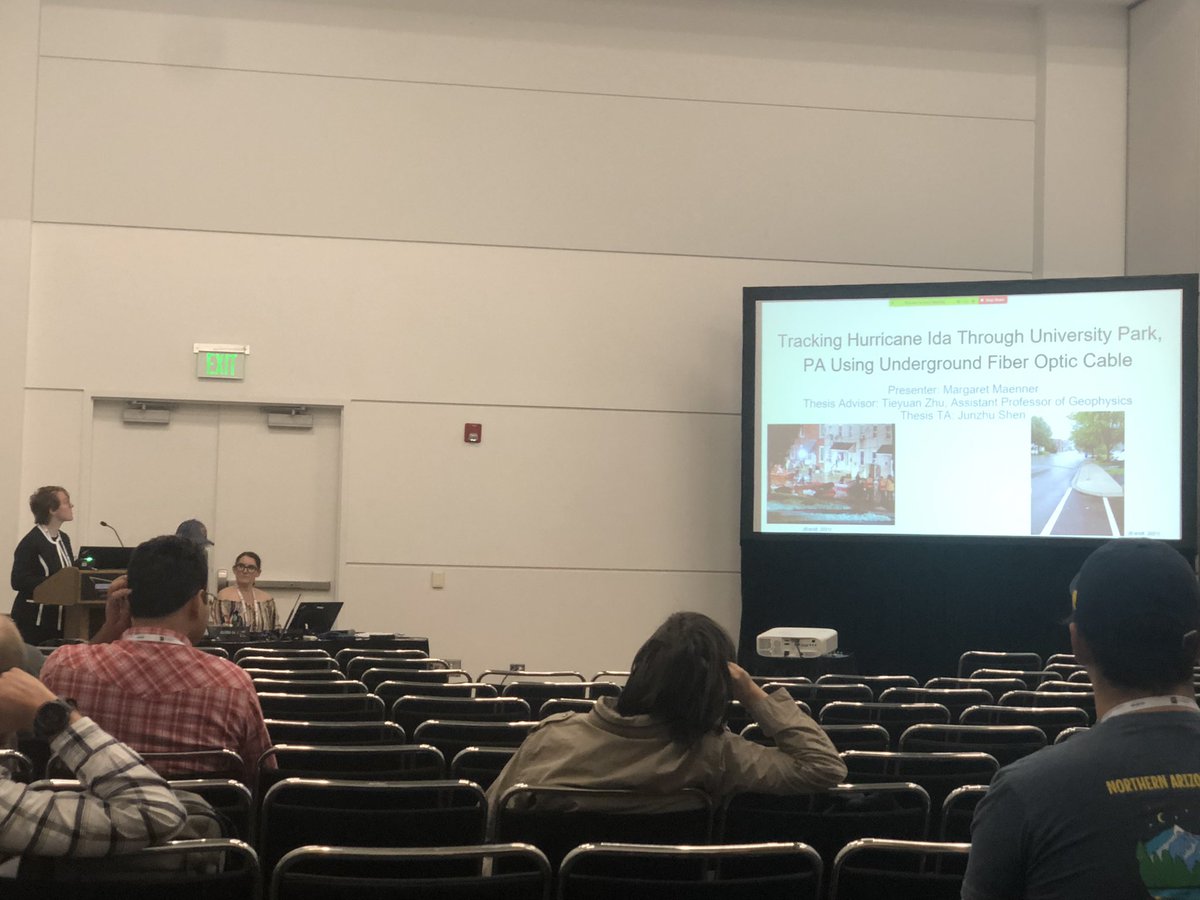 My twin <a href="/Maennermorphic/">Molly Maenner</a> presented this morning at <a href="/geosociety/">geosociety</a>'s annual conference in #Denver! She presented her Bachelor's thesis investigation of measuring Hurricane Ida's seismic activity with fiber-optic cables.
#GSAConnects2022