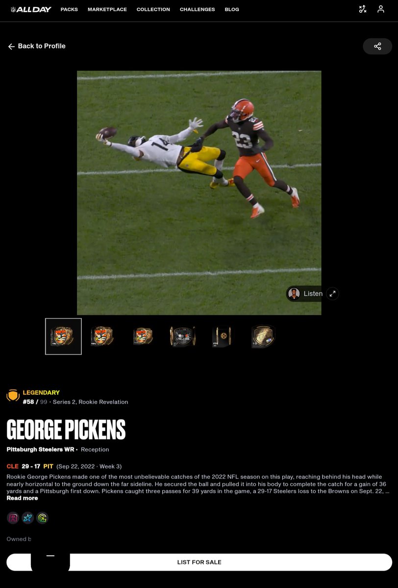 Erizzzzle's tweet photo. Been active on @NFLALLDAY and @nbatopshot since early access and pulled my first legendary on either site.. not a bad first either #NFLallday https://t.co/wrVoVNvMFF