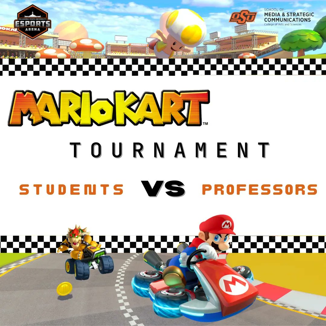 Looking for a study break? Join the School of Media & Strategic Communications in a Students vs. Professors Mario Kart Tournament! Stop by the E-Sports Arena in the Student Union basement anytime between 12-2 p.m. on Wednesday, Oct. 12 for free food, fun and games!