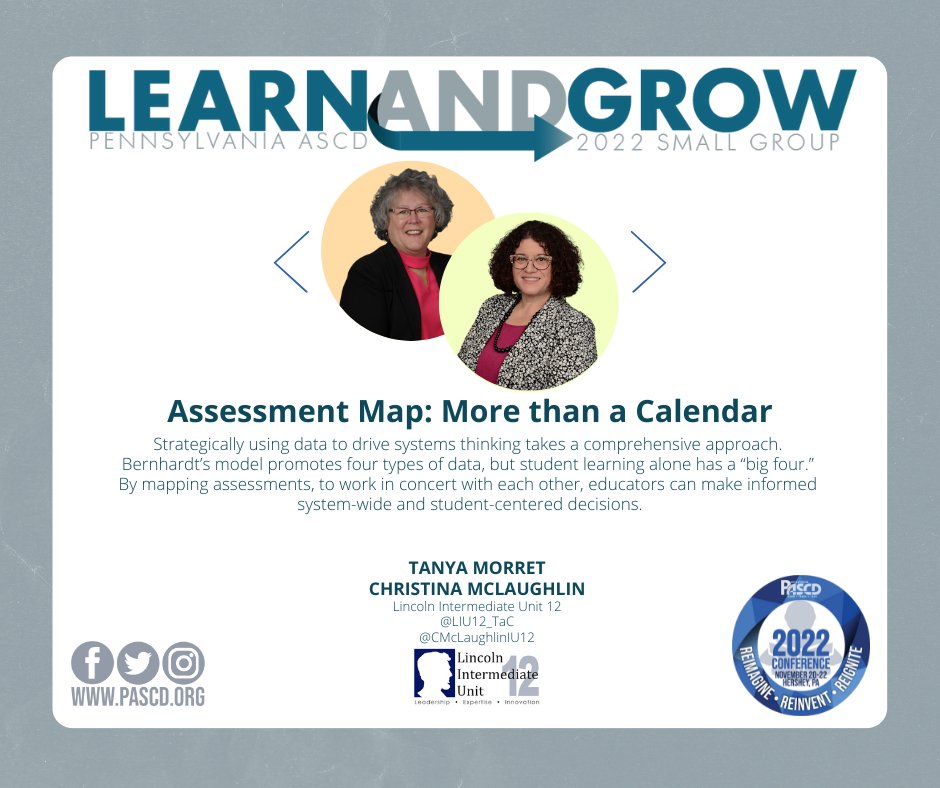 This year's conference features one-hour sessions packed with research, best practices, and more! 
Check out "Assessment Map" and the rest of the sessions at pascd.org/concurrent-ses…
Registration is now open! 
#LearnAndGrow2022 <a href="/LIU12_TaC/">TaC_IU12</a> <a href="/CMcLaughlinIU12/">Christina McLaughlin</a>