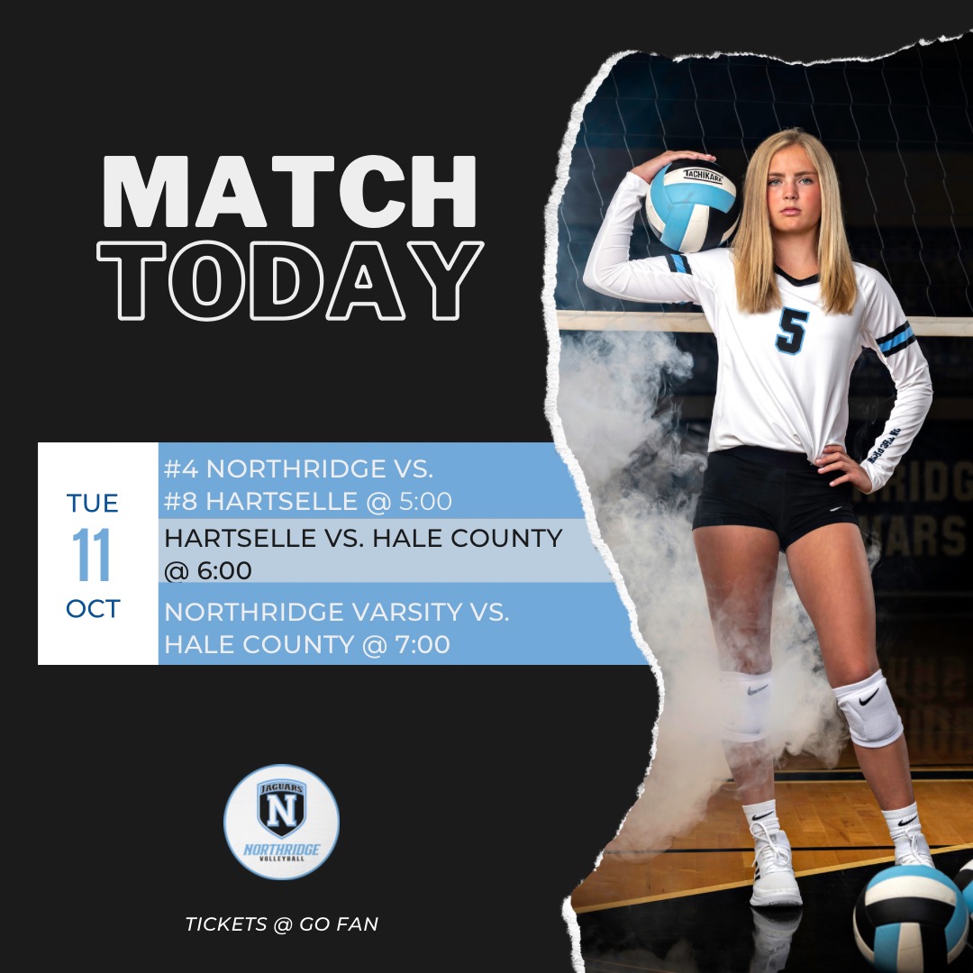 😤It’s GAMEDAY!😤 

Be sure to check for updates as the Jags face off with 6A ranked Hartselle and Hale County tonight! 
#GoJags #NRVB #JoinTheProwl