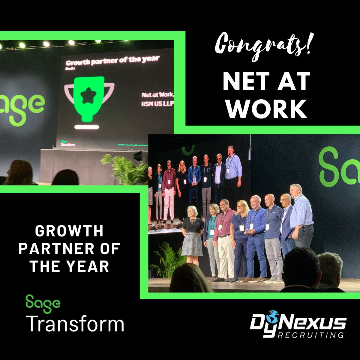 Congratulations to <a href="/NetatWork_corp/">Net at Work</a>, Growth Partner of the Year.

<a href="/sagegroupplc/">Sage</a> <a href="/SageIntacct/">Sage Intacct</a> #SageTransform #ERP #ERPRecruiting #Recruiting #Staffing