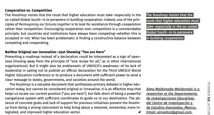 Les comparto un texto que escribí para el International HIgher Education del <a href="/BostonCollege/">Boston College</a> sobre la Tercera Conferencia Mundial de Educación Superior organizada por la <a href="/UNESCO/">UNESCO 🏛️ #Education #Sciences #Culture 🇺🇳</a>.
A piece on the World Higher Education Conference and its final document-->
internationalhighereducation.net/api-v1/article…