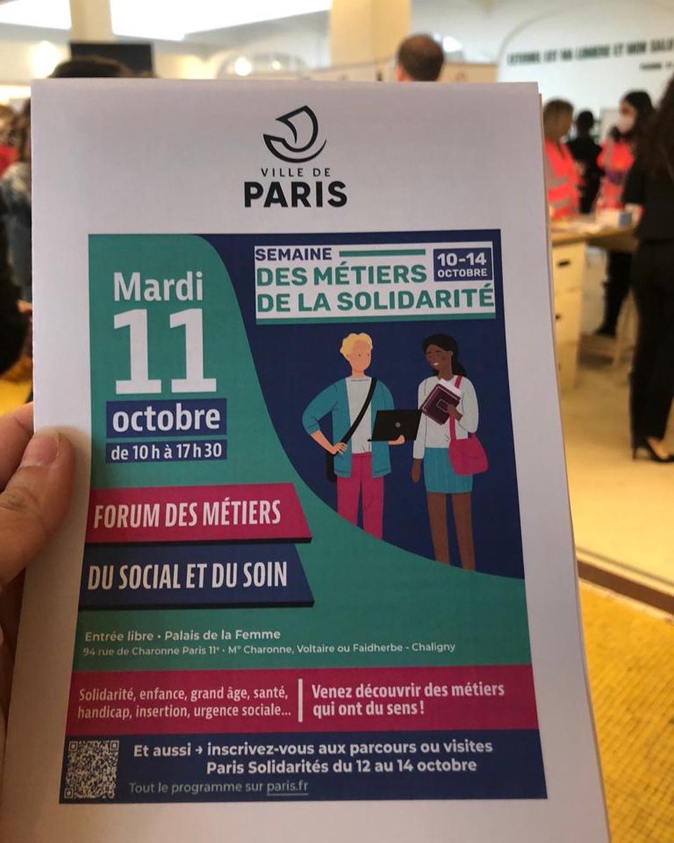 IS_CLORIVIERE's tweet photo. Du 10 au 14 octobre, c’est la semaine des métiers de la solidarité.
Participation des 2 classes préparant le DE CESF au forum des métiers du social de la ville de Paris, pour aller à la rencontre des professionnels dans le cadre de leur travail.
#cloriviere #decesf https://t.co/ZTLIBWK0O2