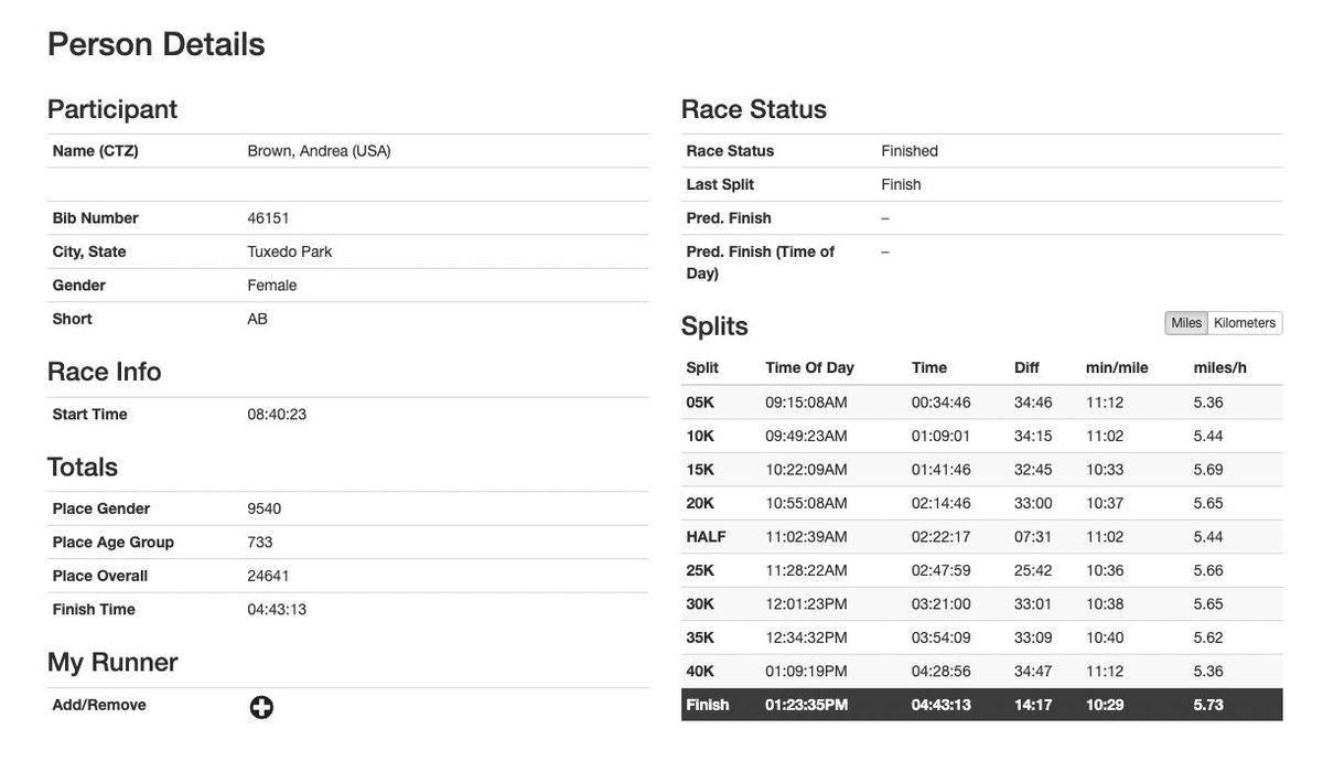 Look at her run!  Not only has Drea Brown provided speech services for <a href="/FLPS/">luciana</a> and <a href="/crspandas/">Colonial Road School</a> for over two decades she also crushes it on the pavement, finishing the Chicago Marathon in 4:43:13.  

We are impressed and proud of you Drea! 🏃‍♀️💜👟