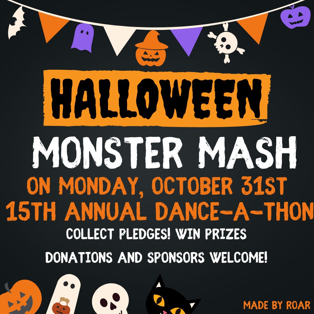 STJ Monster Mash - Monday October 31st 
**Donations and Sponsors welcome  
Email us at stjadanceathon@gmail.com
Thank you to our STJ Roar team for their creativity!  
#JerPride <a href="/StJeromeOCSB/">St. Jerome School</a> <a href="/mrs_nesrallah/">Tracey Nesrallah</a>
