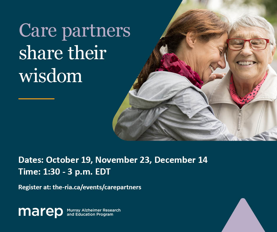 In this three-part webinar series starting next Wednesday, care partners will share their experiences and strategies for caring for a person living with dementia. Register here: the-ria.ca/events/carepar…