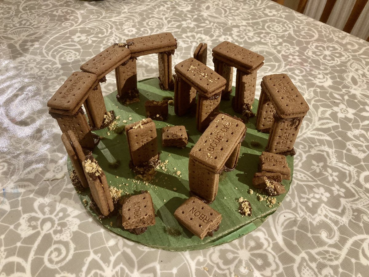The 9yo had to build a scale model of Stonehenge for her school project.

They did not specify the exact building material to be used.