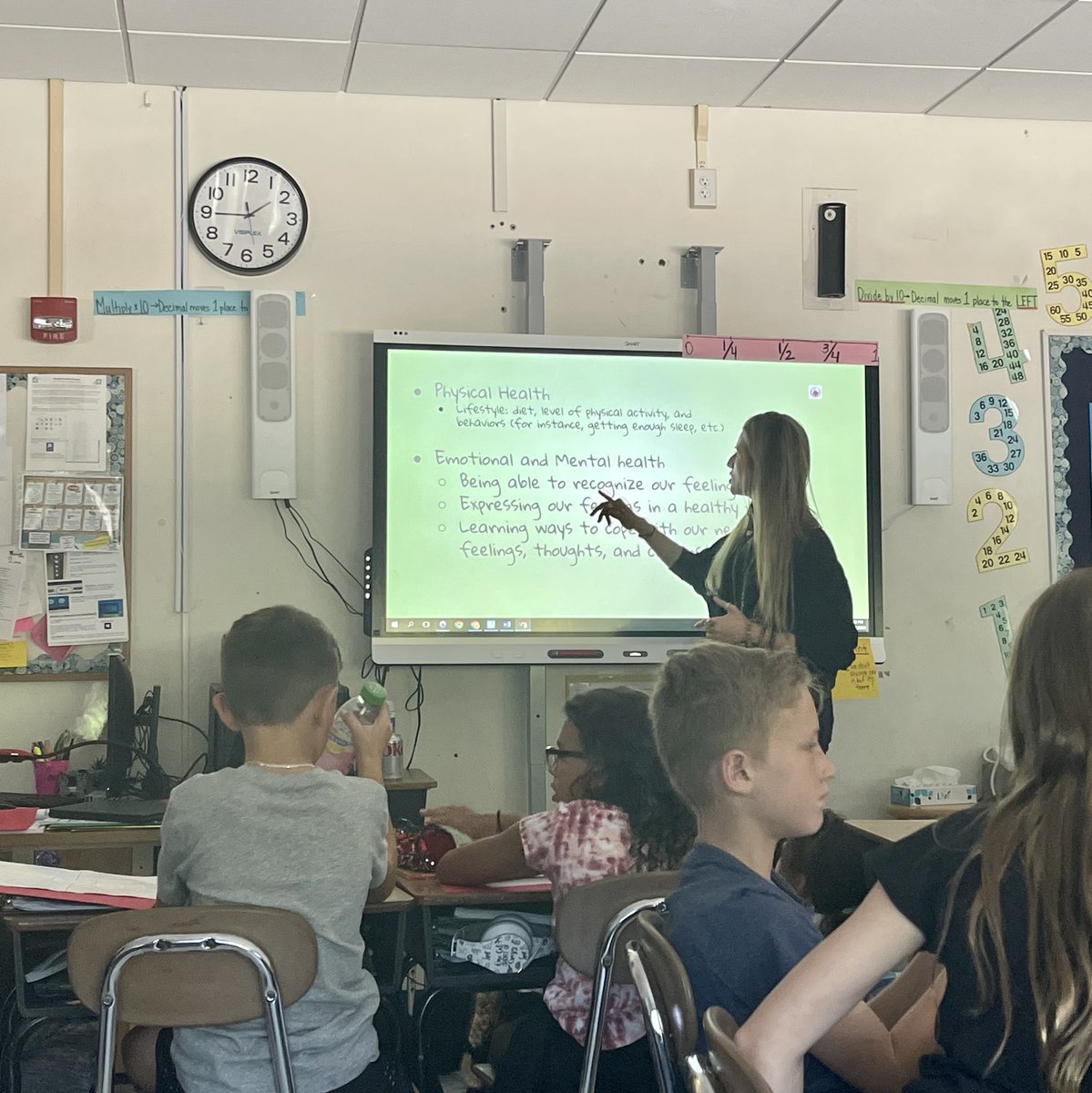 Mrs. Cunningham and Mrs. Richard sharing information with our 5th grade students about the importance of mental health. #cmcares #cmpride