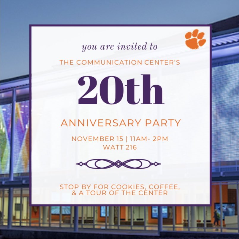 CU_CommCenter's tweet image. It’s our 20th anniversary here in the communications center! Join us to celebrate on November 15th and drop in for a treat!
