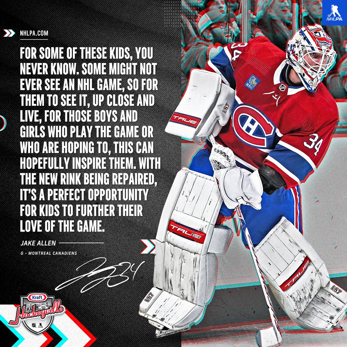Participating in #KraftHockeyville in his home province of New Brunswick, @CanadiensMTL goaltender @34jallen hopes the event can help inspire hockey playing youth from Canada’s east coast: ply.rs/r53paskukcl
