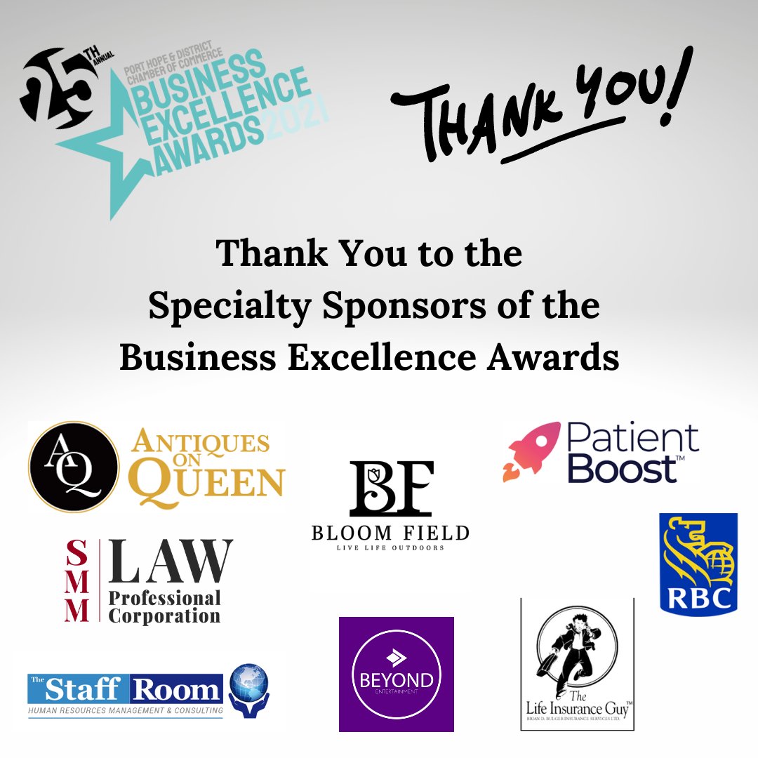 The 25th Annual Business Excellence Awards were held Thursday October 6th at the Capitol Theatre!   We would like to take a moment to Thank the Sponsors of this years event. 

Thank You to this years Specialty Sponsors
