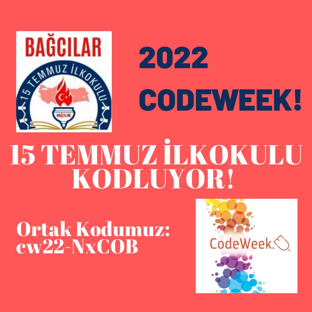15Temmuzio's tweet photo. AB Kod Haftası, herkes için kodlama ve dijital okuryazarlığı ilgi çekici hale getirmeyi amaçlayan bir etkinliktir. Biz de okulumuzda '15 Temmuz İlkokulu Kodluyor 'adlı etkinlikte, ortak kodumuzla etkinliğe davet ediyoruz. @istanbulilmem @BagcilarMem @eTwinning_ist @tretwinning https://t.co/NivEQLP7Ly