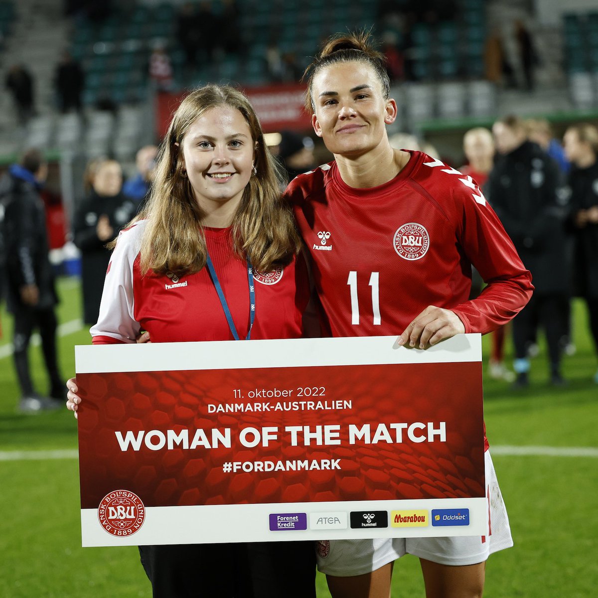 Katrine Veje er kampens spiller 👏 Fansene har valgt Katrine Veje til Woman of the Match i kampen mod Australien. Stort tillykke, Veje 💪🇩🇰 #ForDanmark 📸 @fbbillederdk