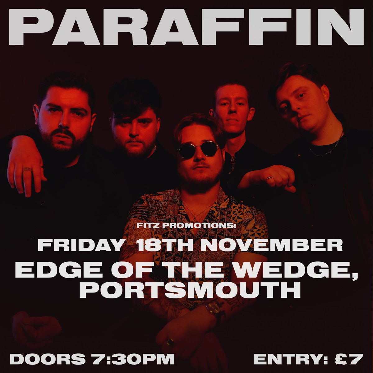 🌟Just Confirmed🌟 @fitz_promotions bring Pompey band @PARAFFINBAND to the Edge on Friday 18th November for their single release!😎 They sold out the Edge earlier this year, get your tickets for this show quick £7.00 in advance 👉 linktr.ee/thewedgewoodro… 👈