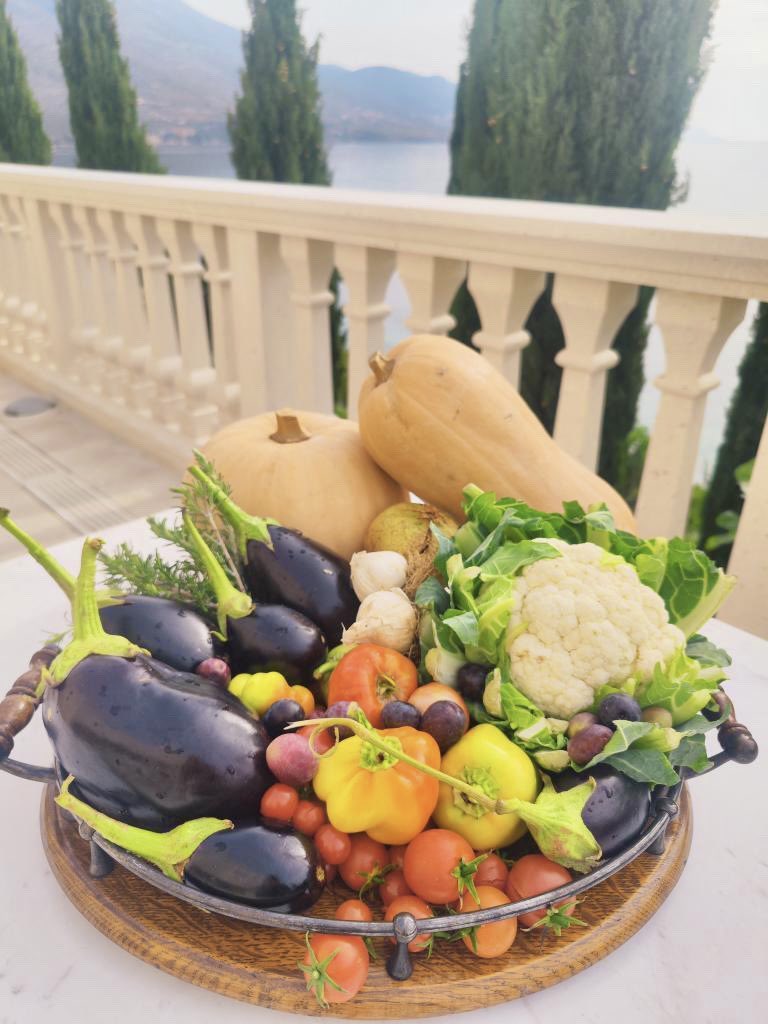 An Autumn selection of home grown vegetables from our Villa garden.  🫑 🍆 🍅 

#farmtotable #AutumnVibes #vegetables #slowfood