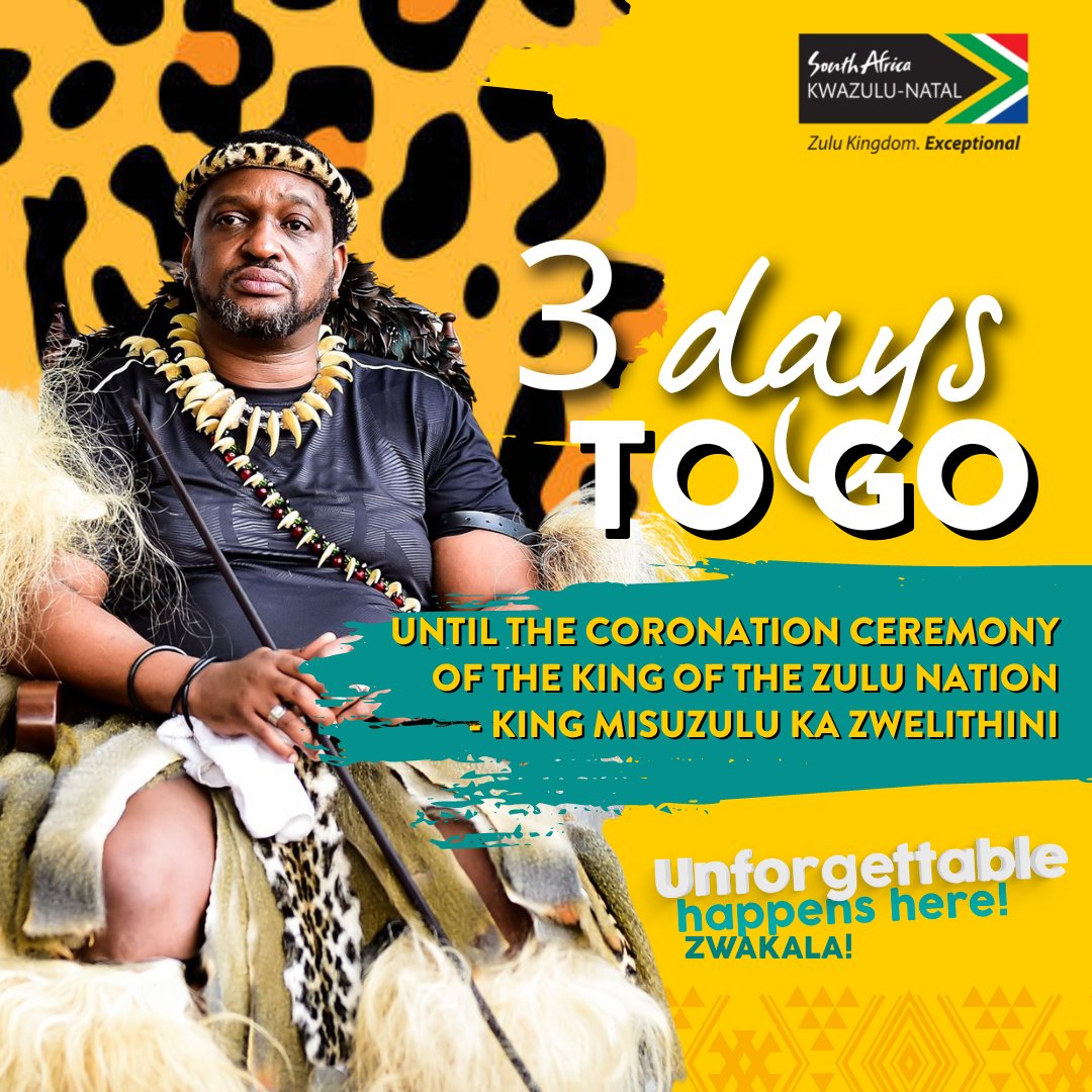 Get ready for the auspicious coronation of the Zulu King - Misuzulu Ka Zwelinthini! We welcome all travelers who are entering our province to attend this special event! #KZNHasItAll #BelieveIt