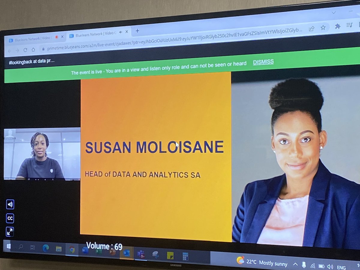 InforegulatorSA's tweet photo. Today we are attending the #lookingback Data Privacy Webinar hosted by @StandardBankZA. Susan Moloisane, Head of Data &amp; Analytics SA, @StandardBankZA officially opens the webinar. #POPIA https://t.co/dbDDXmbvMN