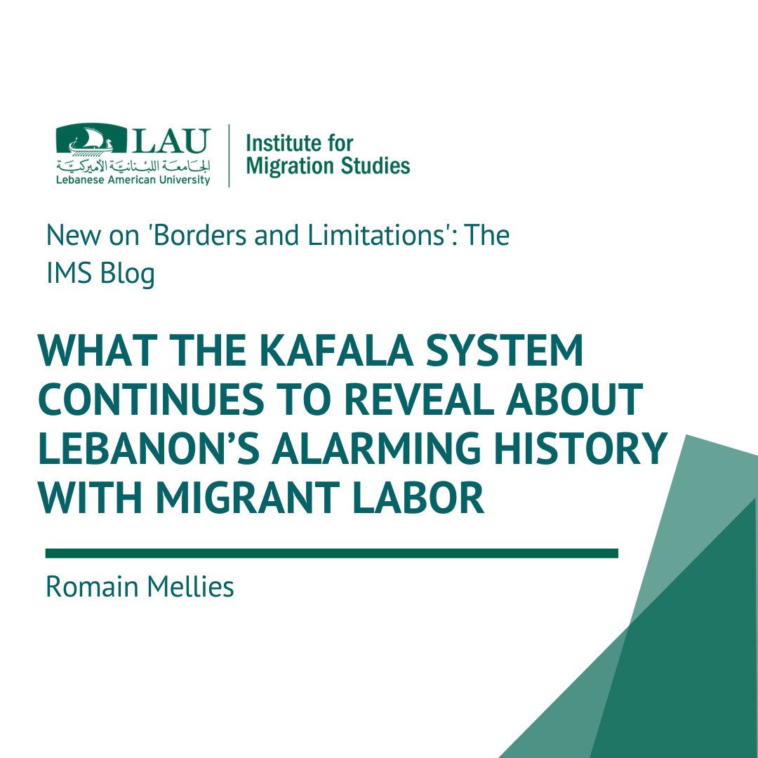 Inspired by our recent study with @EgnaLegnaDWU, our latest blog article by our very own Romain Mellies, highlights Lebanon's increasingly problematic relationship with migrant labor, and more importantly, the Kafala system: bit.ly/3DyHh8N