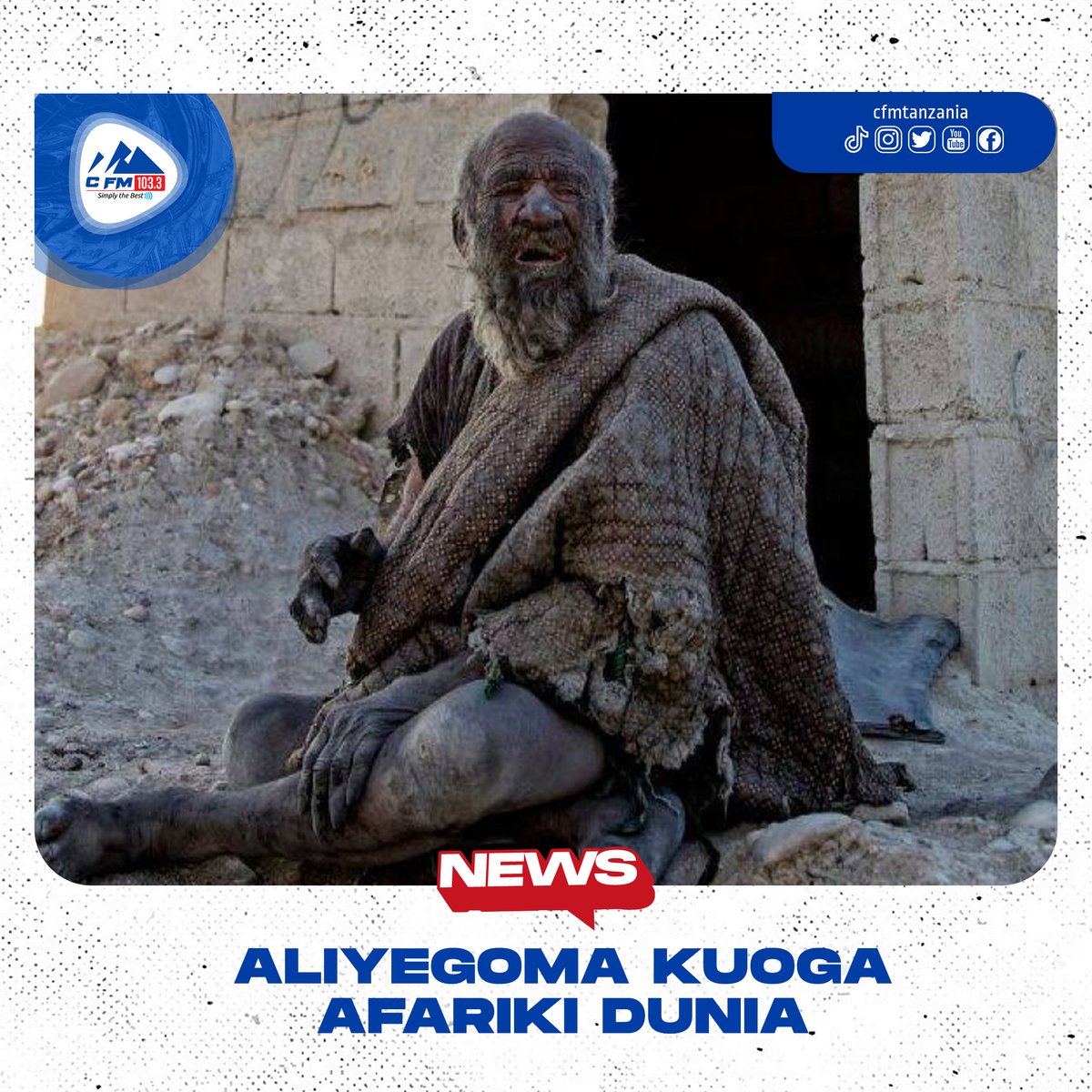Cfmtanzania's tweet photo. #CFMUPDATE: Amou Haji, Raia wa nchini Iran ambaye amekataa kuoga kwa kutumia sabuni na maji, kwa zaidi ya nusu karne, akihofia ingemfanya kuwa mgonjwa amefariki dunia.
Inaelezwa kuwa Haji alikubali kuoga miezi michache iliyopita baada ya kukwepa majaribio kadhaa ya kuoga https://t.co/oeQFIwFSO2