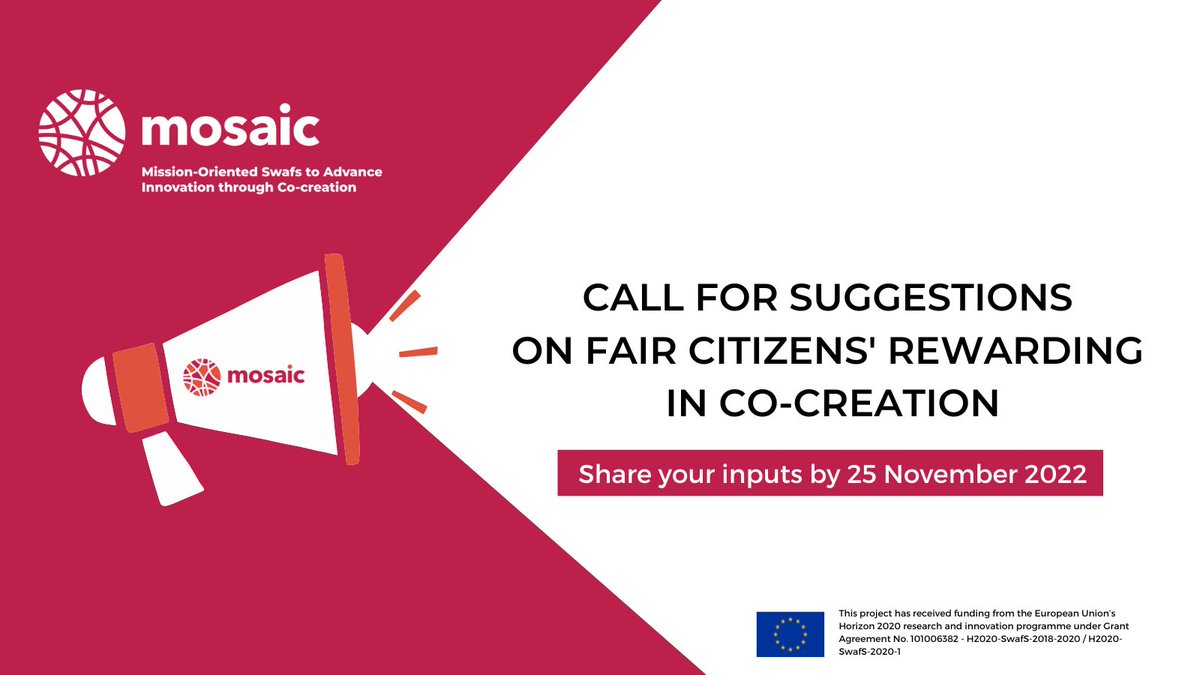 📢Call for suggestions on how to fairly reward citizens in #cocreation. 🏆How can it be ensured that citizens contributions in co-creation approaches can be properly recognised and rewarded? 👉Provide your inputs and share the survey with your network: bit.ly/3gGq7wY