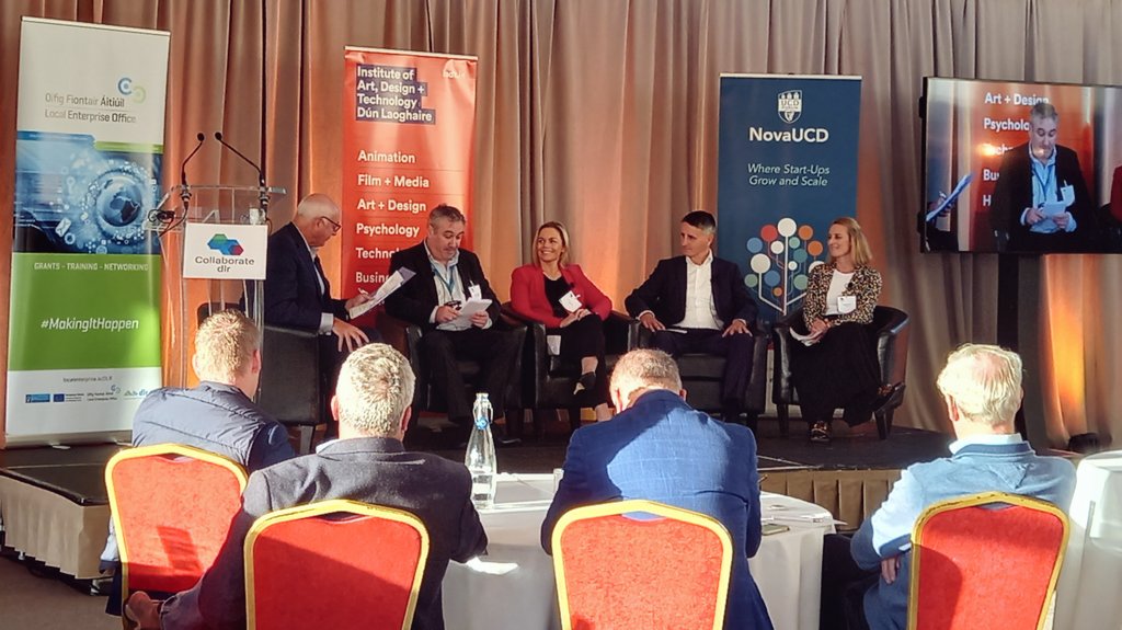 leo_dlr's tweet photo. Our panel of partners are now on stage sharing the wide range of #BusinessSupports available to all start-ups and established businesses and the importance of collaboration.
@EI_NewFrontiers @MediaCubeIADT @NovaUCD @TheAgileExec @ProcessAdvisor
#CollaborateDLR #MakingItHappen https://t.co/BgFrO65KNX