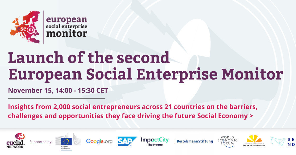 SEND_ev's tweet photo. 🔎 Der European Social Enterprise Monitor liefert wichtige Erkenntnisse über das #SocEnt Ökosystem in Europa.
📅 Seid dabei, wenn der #SocEntMonitor 2022 zum #ImpactFest am 15.11. veröffentlicht wird.
Anmeldung zum hybriden Event → https://t.co/WcgV2YC2KG https://t.co/sRKchaRHLg