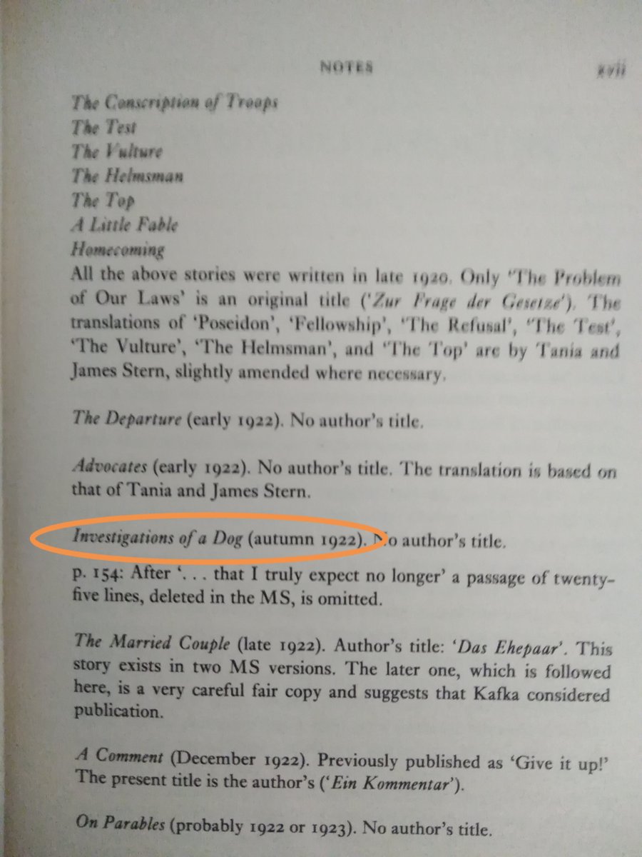 DannydeOliveir8's tweet photo. My favorite Franz Kafka opening line comes from his short story INVESTIGATIONS OF A DOG: "How much my life has changed, and yet how unchanged it has remained at bottom!"

It was written in the autumn of 1922... 100 years ago ✍️💯

#FranzKafka
#InvestigationsOfaDog
#100yearsAgo https://t.co/3EeX0TDdmc