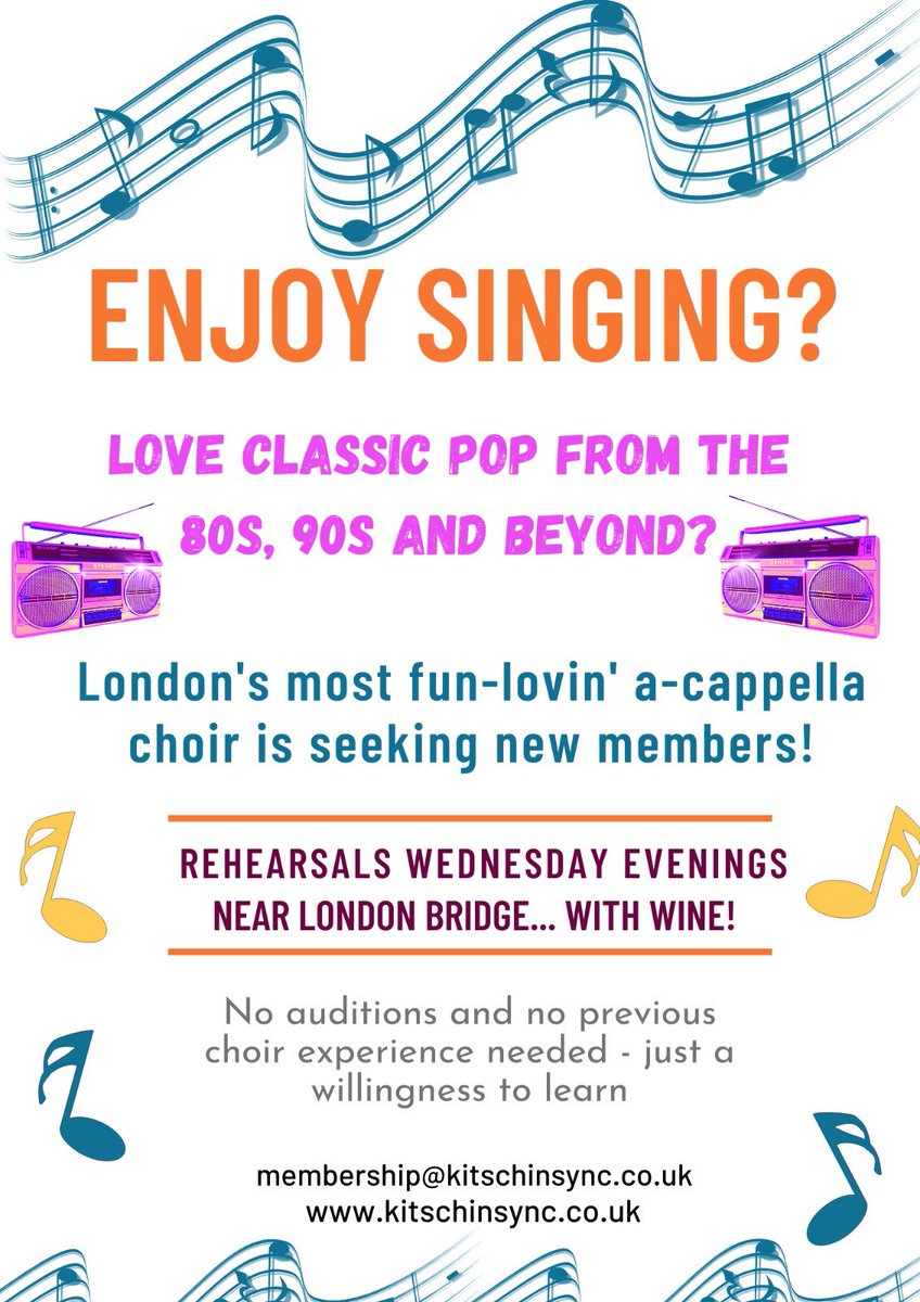 * NEW MEMBERS TASTER EVENING, Wednesday 2nd November. Email membership@kitschinsync.co.uk for more details * #londonchoirs #choir